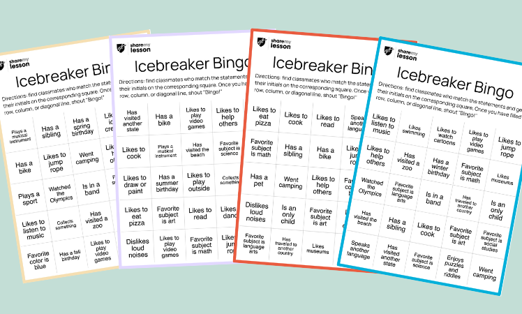 Icebreaker Bingo Cards (Elementary)
