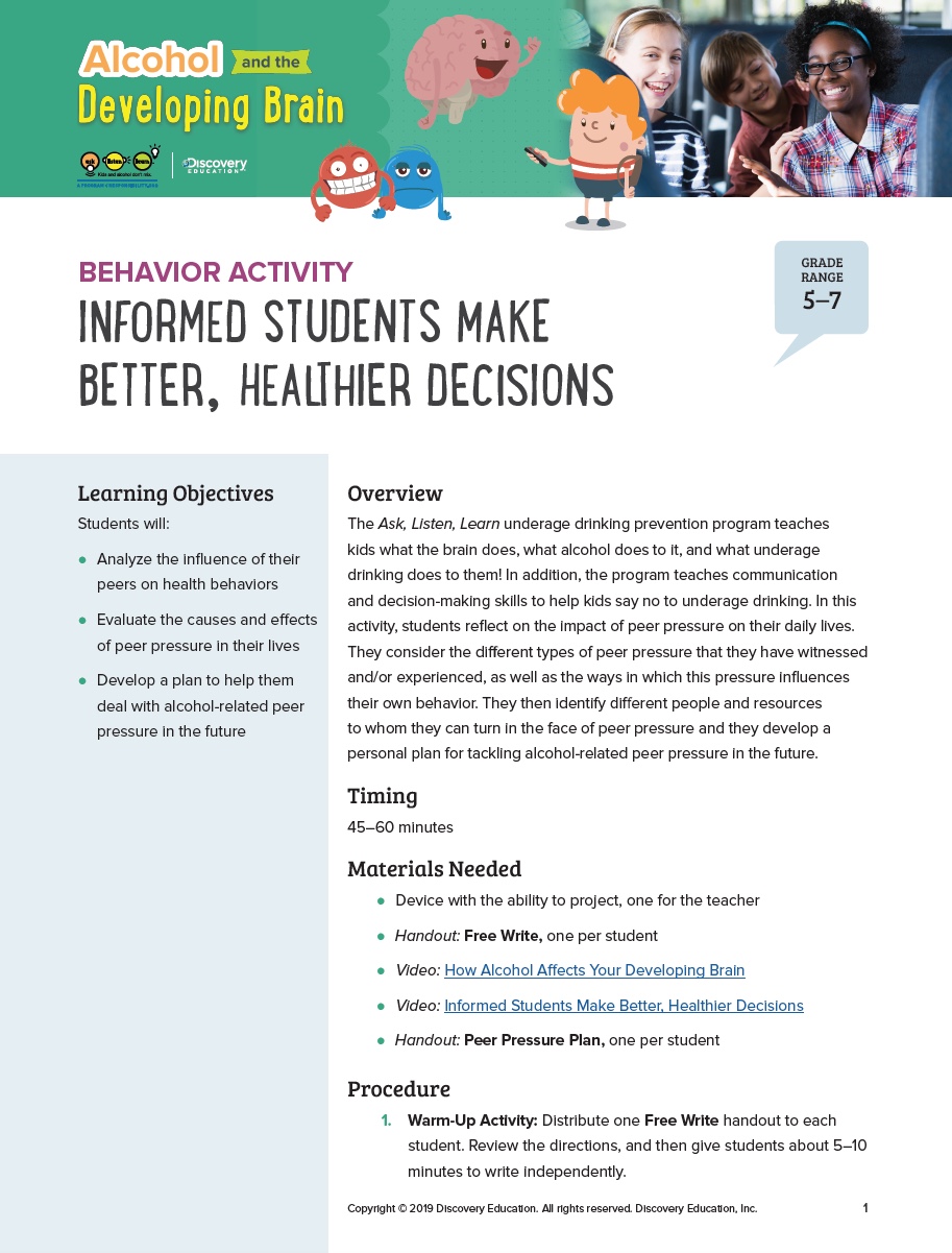 Behavior Activity: Informed Students Make Better, Healthier Decisions