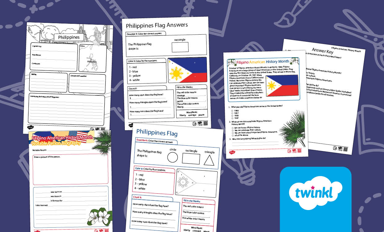 Filipino American History Month Activities for K-2nd Grade
