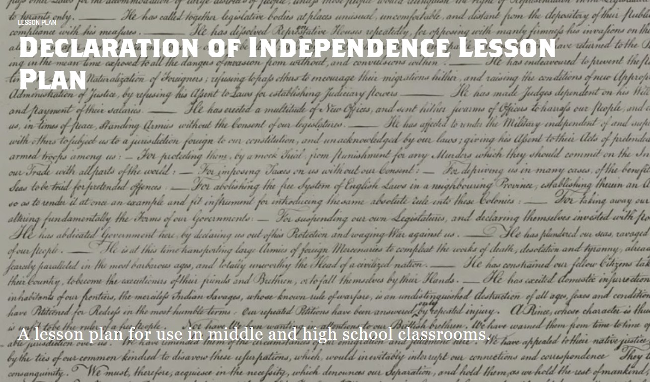 Declaration of Independence Lesson Plan