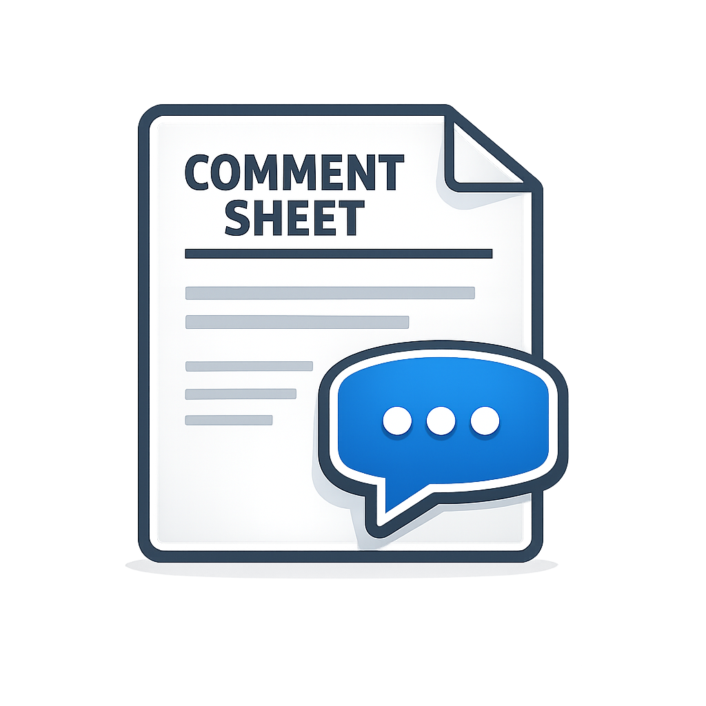 Teacher Comment Sheet